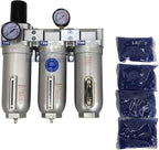 SUPER HEAVY DUTY HIGH FLOW AIR FILTRATION SYSTEM, 2 STAGE PARTICULATE FILTER PLUS OIL REMOVING COALESCING FILTER COMBINATION (3/4" NPT, MANUAL DRAIN)