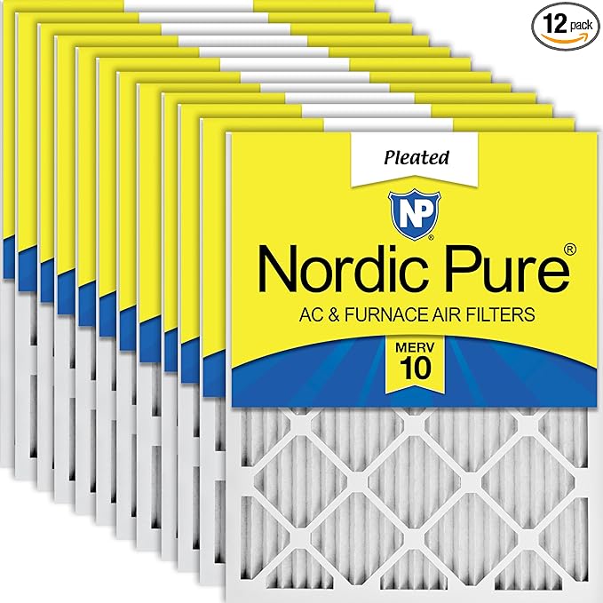 Nordic Pure 18x20x1 (Actual Size: 17 1/2 x 19 1/2 x 3/4) Pleated MERV 10 Air Filters 12 Pack