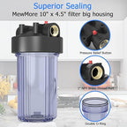 WHT10 Whole House Water Filter Housing, Fit 10"x4.5" Sediment etc Filters for Well and City Water, Big Filter Blue Pre-Filtration System for Home, 1" NPT Port, Pressure Release (Clear Housing)