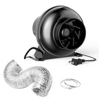 InfiniPower 4 Inch 195 CFM Inline Ventilation Fan 4" 8 Feet Aluminum Ducting, System Kit, Combo for Grow Tent, Greenhouse, Kitchen, Basement, Attic, Black
