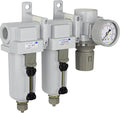 PneumaticPlus SAU430-N06G-MEP Three Stage Air Drying System Particulate Air Filter, Coalescing Filter, Air Pressure Regulator Combo 3/4" NPT - Metal Bowl, Manual Drain, Bracket, Gauge