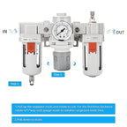 NANPU 3/4" NPT Air Filter, Regulator & Lubricator (FRL) Combo - Water/Oil Trap Separator - Pressure Gauge(0-150 psi), 5 Micron Brass Element, Semi-Auto Drain, Poly Bowl, Metal Bracket