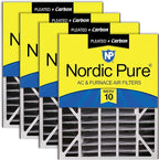 Nordic Pure 20x25x5 (Actual Size: 19 3/4 x 24 1/4 x 4 7/8) Air Bear AC Filter Replacement MERV 10 Plus Carbon 4 Pack
