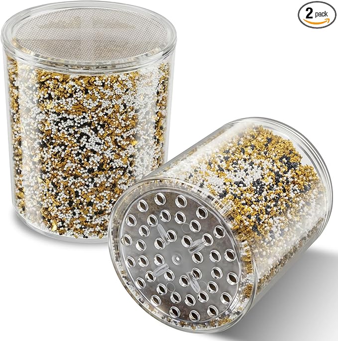 2 Pack 3 Stage Shower Filter Cartridge Replacement for Aqua Bliss SF100/SF220/SFC100/SFC220 (2-Pack) – Crystal-Clear Housing Shows Filter Media – Activated Carbon, Calcium Sulfite & KDF