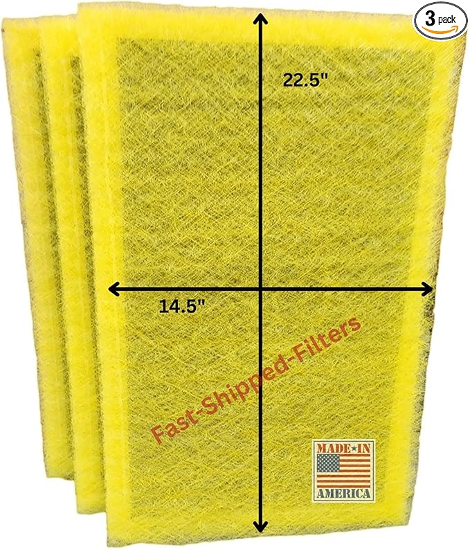 Fast-Shipped-Filters 3 Pack 16x25 Replacement Filter Pads Designed to Fit MicroPower Guard Air Cleaner 16X25 Refill Yellow