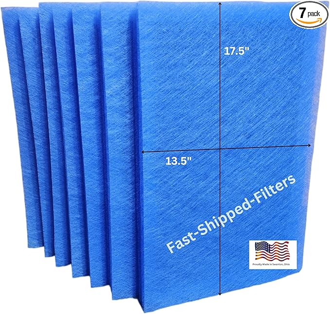 Fast-Shipped-Filters 7 Pack 15x20 Replacement Filter Pads Compatible with MicroPower Guard One Hour Air Cleaner Refill Blue (7, Blue, 15x20)