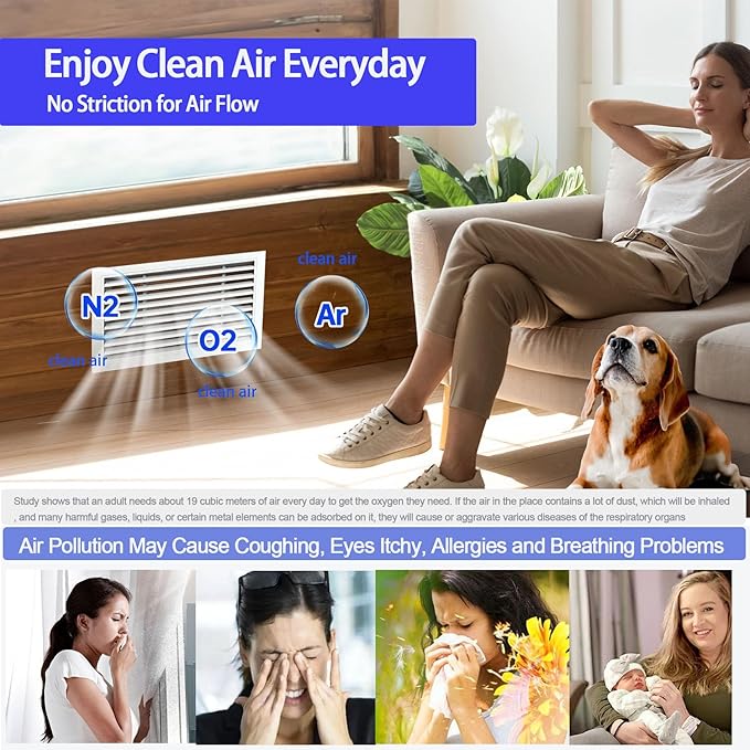 2 Rolls Air Filters 12x90, Cut to Size(100+Filters) MERV 8 Electrostatic Floor Vent Filter for Registers, RV, AC, Ceiling, Grilles and Wall HVAC Furnace Vents, 48PCs Adhesive Hook