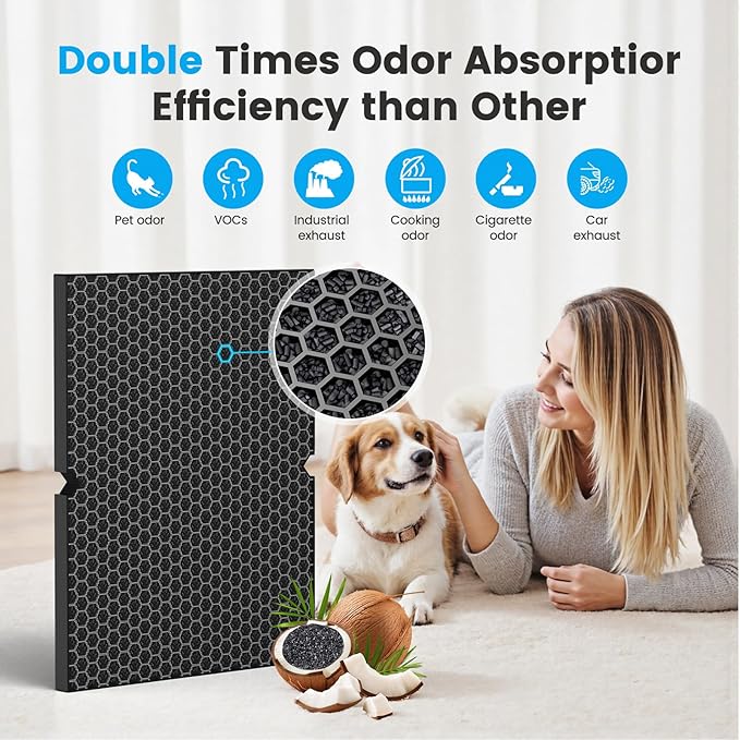 Smilyan 2 Sets 116130 HEPA Replacement Filter H for Winix 5500-2 Plasmawave Air Purifier and Models AM80, Includes 2 Pack Ture HEPA Filters + 2 Pack Activated Carbon Pre-Filters