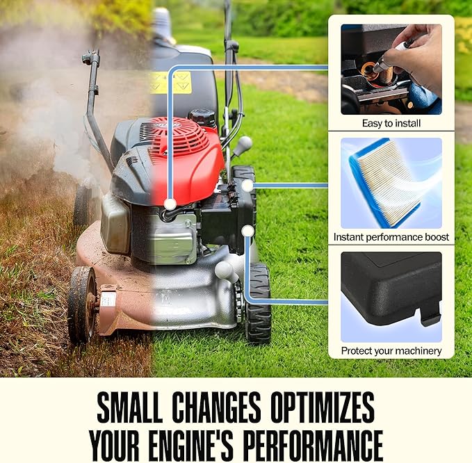 Compatible with Honda Lawn Mower Air Filter GCV160 GVC 190 Air Filter 17211-ZL8-023 17231-Z0L-050 Fit For Honda Mower GCV160 170 Cover For Fuel Pressure Parts Filters Push (Pack 3)
