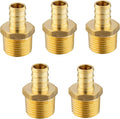 (Pack of 5) EFIELD Pex 1/2 Inch x 1/2 Inch Male NPT Adapter Brass Crimp Fittings (PEX1807017-5PCS)