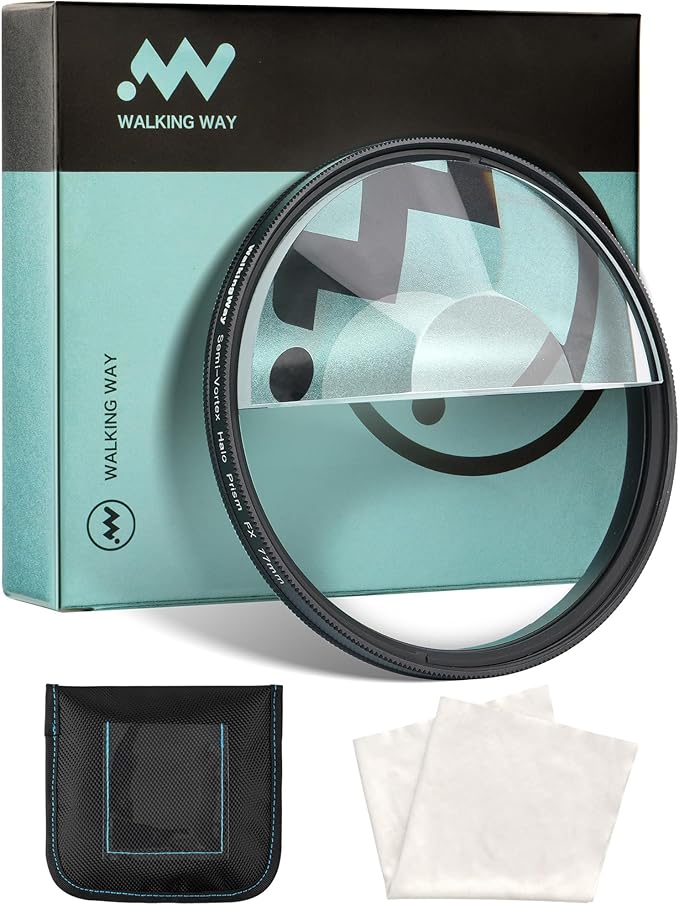 Walking Way 82mm Split Halo FX Prism Lens Filter, Rotating Half-Frame Blur & Halo Effect Filter for Portraits, Creative Photography & Video, Durable Optical Glass