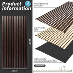 Wood Slat Wall Panel, 48'' x 24'' Wood Panels for Wall, 3D Soundproof Wall Panels, Large Acoustic Panels for Interior Ceiling and Wall Decor Noise Reduction, 2 Pack, Walnut