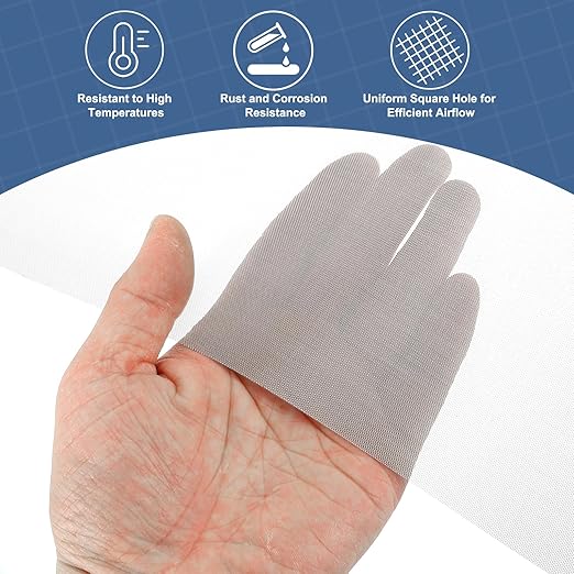 uxcell 40 Mesh 79" x 10" Woven Wire Mesh, 316 Stainless Steel Air Vent Filter Screen, Window Screen Mesh for DIY Projects Vents Cover Filtration Animals Fence
