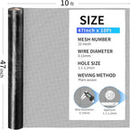 304 Stainless Steel Mesh, 47in x 10ft, 22 Mesh, Sturdy Metal Screen Roll for Window, Door, Air Vents, Filter, Cage, Garden, Patio, Pet (Black, 47inch x 10 feet)