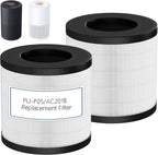 PU-P05/AC201B Replacement Filter Compatible with FULMINARE PU-P05 and Purivortex AC201B Air Purifiers, H13 True HEPA Air Filter for Home Pets Dander Dust Smoke Pollen 2pack