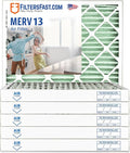 Filters Fast 15x20x2 Pleated Air Filter Merv 13, 2 Inch AC Furnace Air Filters, Made in the USA, Actual Size 14.5x19.5x1.75, 6 Pack
