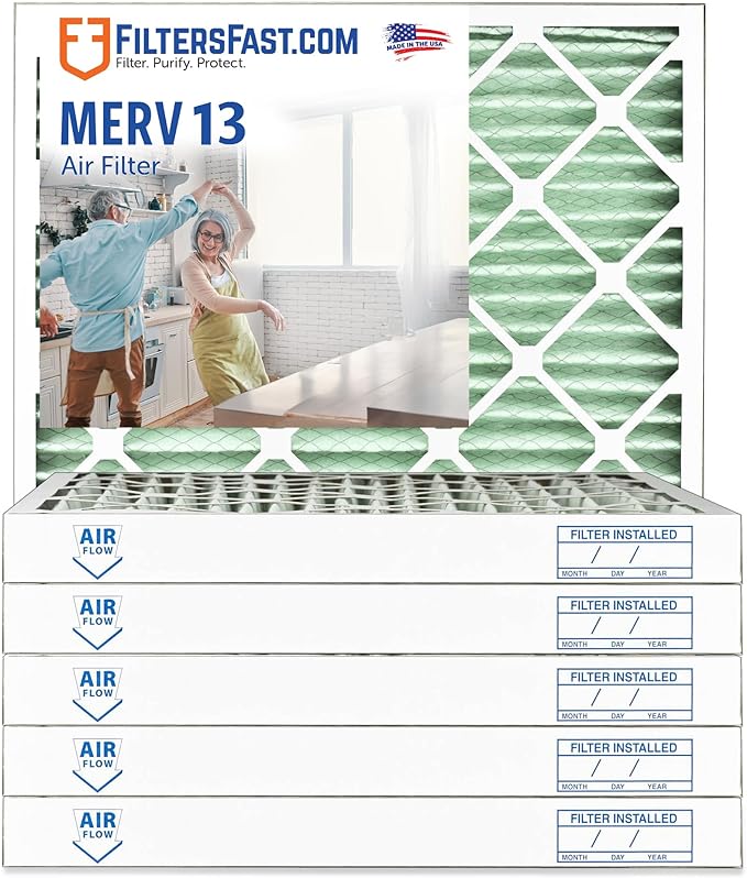 Filters Fast 14x25x2 Pleated Air Filter Merv 13, 2 Inch AC Furnace Air Filters, Made in the USA, Actual Size 13.75x24.75x1.75, 6 Pack