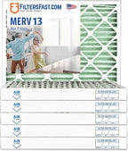 Filters Fast 12x24x2 Pleated Air Filter Merv 13, 2 inch AC Furnace Air Filters, Made in the USA, Actual Size 11.375x23.375x1.75, 6 Pack