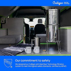 Culligan MaxClear 3 Gallon Gravity Water Filter System, Brushed Stainless-Steel Countertop Water Filter NSF/ANSI Certified to Reduce Microplastics, Lead & Total PFAS, with 2 Ceramic Filters