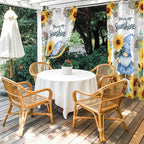 Summer Outdoor Curtains for Patio Sunflowers Gnome Eucalyptus Leaves Waterproof Outside Curtains with Grommet Top Weatherproof Curtain for Cabana Pergola Gazebo, 1 Panel, 54" W x 84" L