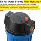 Geekpure 10-Inch Whole House Slim Water Filter Housing for 2.5" x 10" Filter - 3/4" NPT Brass Port - with Air Relief Valve-Blue (1)