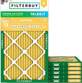 Filterbuy 14x24x1 Air Filter MERV 11 Superior Pet & Allergy Defense (6-Pack), Electrostatic Pleated HVAC AC Furnace Filters Replacement, Made in USA (Actual Size: 13.38 x 23.38 x 0.75)
