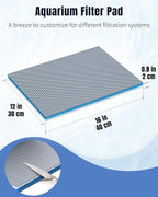 Pawfly 8-Layer Aquarium Filter Pad 16 x 12 Inch Cuttable Aquarium Filter Media Pad Filter Sponge Pad for Freshwater Saltwater Fish Tanks and Ponds High Density Multi-Layer Filter Floss Bio Foam