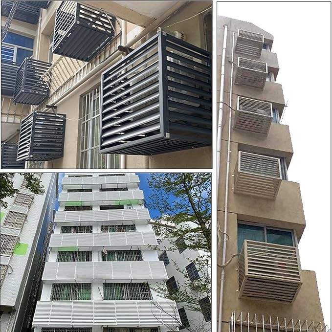 Pool pump covers for outside units, outdoor garbage can enclosures, aluminum outdoor garden air conditioner cover, sturdy and durable, noise-proof, suitable for gardens, balconies, walls ( Color : THR