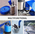 1-1/4" x 100 FT Pool Backwash Hose, Blue Heavy Duty Reinforced PVC Lay Flat Water Discharge Hose for Swimming Pool Filter Pump,with 2 Clamp