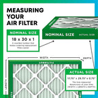 Filterbuy 18x30x1 Air Filter MERV 13 Optimal Smoke & Allergy Defense (4-Pack), Electrostatic Pleated HVAC AC Furnace Filters Replacement, Made in USA (Actual Size: 17.75 x 29.75 x 0.75)