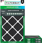 Filterbuy 16x24x1 Air Filter MERV 10 Odor & Allergy Defense with Activated Carbon (3-Pack), Electrostatic Pleated HVAC AC Furnace Filters Replacement, Made in USA (Actual Size: 15.38 x 23.38 x 0.75)