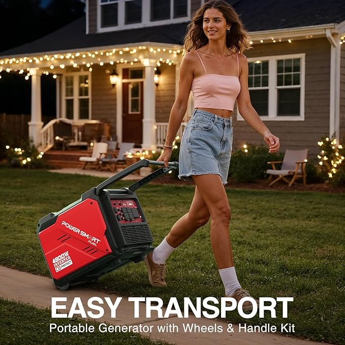 PowerSmart 4800-Watt Portable Inverter Generator with Wheels Handle Kit, CO Protect, Quiet, RV-Ready, Home use