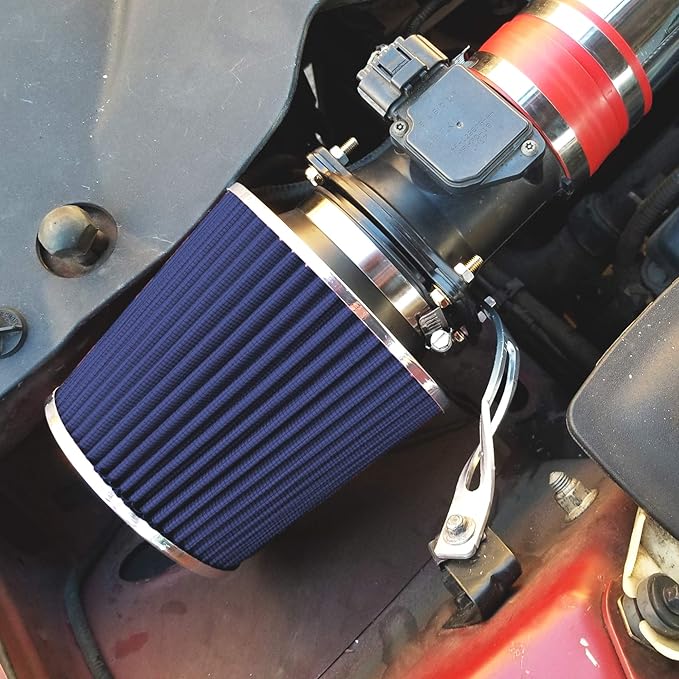 Mortar Aftermarket Auto Air Filter – 6 In Flange ID Car Enthusiast Class Universal Cold Air Intake Gulps in More Air for More Engine Power & Passionate Induction Sound, Length 6 In, Blue