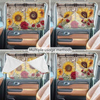 Sunflowers Magnetic Double Layer Car Window Shades,Side Window Curtains for Blackout/Breathable Mesh View,Retro Flower Barn Doors Butterfly Farmhouse Brown Heat Protection Sun Shades 26x20in 1pcs