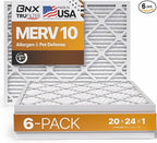 BNX TruFilter 20x24x1 MERV 10 (6-Pack) AC Furnace Air Filter - MADE IN USA - Pleated Air Conditioner HVAC AC Furnace Filters - Removes Odor, Mold, Bacteria, Smoke