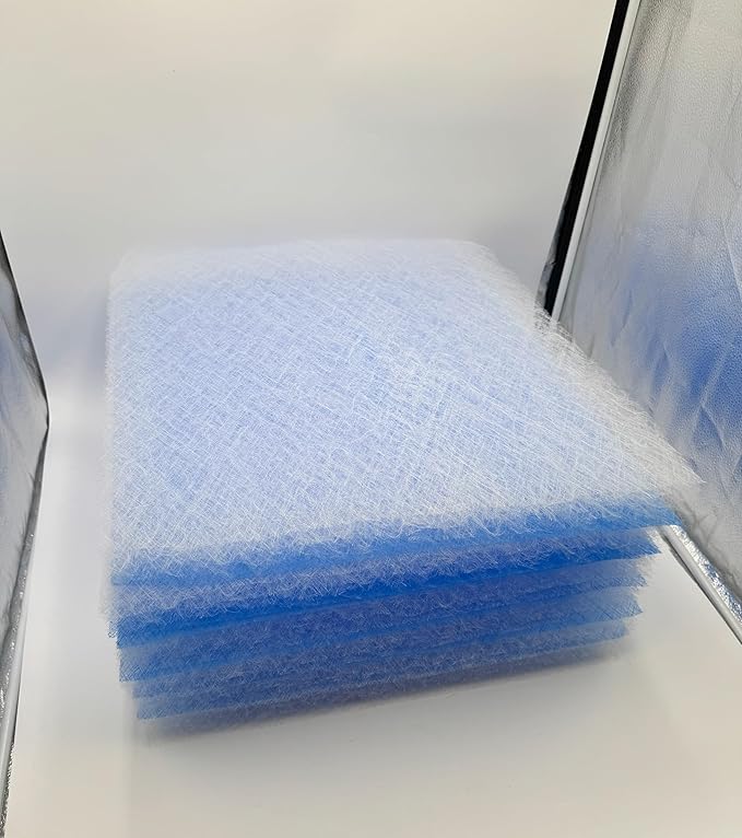 Paint Booth Exhaust Fiberglass Filter, Blue/White Paint Arrestor for Spray Booth (50/case, 20" x 20")