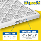 Maycold MERV 8 10x20x1 Furnace Air Filters (6-Pack), Pleated HVAC AC Filters – Actual Size 9.70” x 19.70” x 0.75”, For Residential or Office Use, Individually Wrapped in Plastic