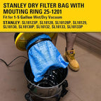 STANLEY - 251201 Stanley 25-1201 Blue Cloth, Reusable Filter with Clamp Ring for 1-5 Gallon Wet/Dry Vacuums, 1-Pack