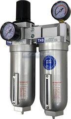 SUPER HEAVY DUTY HIGH FLOW AIR FILTRATION SYSTEM, 2 STAGE PARTICULATE FILTER PLUS OIL REMOVING COALESCING FILTER COMBINATION (1/2" NPT, MANUAL DRAIN)
