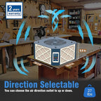360° Woodshop Air Filtration System Woodworking - 1050/1350 CFM, Built-in Ionizer, with Strong Vortex Fan, Shop Air Filtration for Garage, Works Shop, Dust Collectors System, KMF12D, Blue