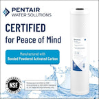 Pentair Pentek CBC-10 Carbon Water Filter, 10-Inch, Under Sink Carbon Block Replacement Cartridge with Bonded Powdered Activated Carbon (PAC) Filter, 10" x 2.5", 0.5 Micron, Pack of 12