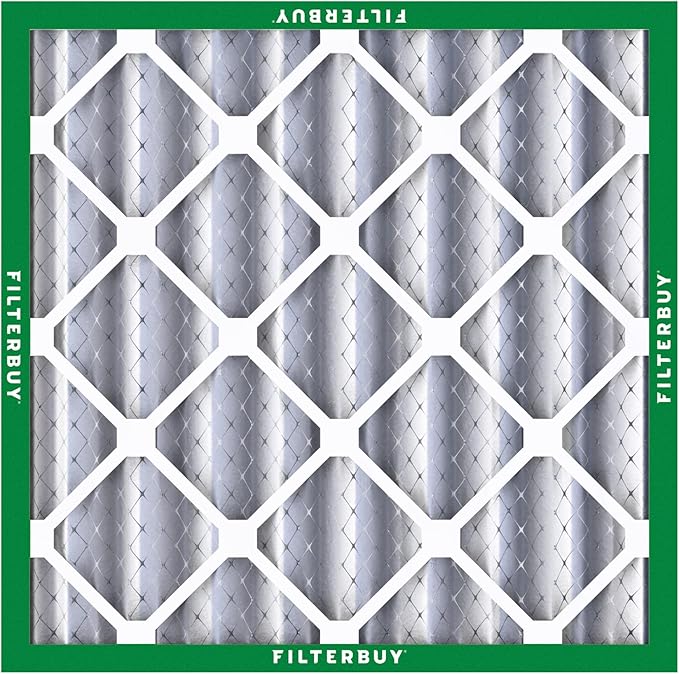 Filterbuy 25x25x4 Air Filter MERV 8 Essential Dust & Allergy Defense (2-Pack), Electrostatic Pleated HVAC AC Furnace Filters Replacement, Made in USA (Actual Size: 24.50 x 24.50 x 3.63)