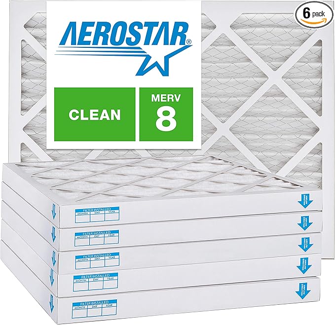 Aerostar 12x12x2 MERV 8, Pleated Air Filter, 12x12x2, Box of 6, Made in the USA