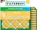 Filterbuy 11.25x11.25x1 Air Filter MERV 11 Superior Pet & Allergy Defense (12-Pack), Electrostatic Pleated HVAC AC Furnace Filters Replacement, Made in USA (Actual Size: 11.25 x 11.25 x 0.75)