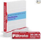 Filtrete 20x25x4 Refillable Air Filter replacement, MPR 1000, MERV 11, Allergen Defense, 2 Pack, use with reusable air filter frame of Filtrete Refillable Air Filter Kit 20x25x4, for HVAC, Furnace, AC