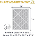 MervKing 20x25x1 Air Filter Actual Size: 19.7" x 24.7" x 0.75" MERV 8 MPR 600-700 | MADE IN USA | 6-Pack | Pleated HVAC AC Furnace Replacement
