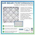 16x25x3 Air Filter MERV 11 (3-Pack) TRION Air Bear Pleated HVAC Air Filter Replacement (Actual Size: 15.75 x 24.25 x 3.0625 Inches)