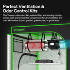 VIVOSUN Grow Tent Ventilation System, 4 Inch Inline Duct Fan with Speed Controller, 4'' Carbon Filter, and 8ft. Ducting Combo, Air Cooling and Filtration Kit for Grow Tent, Hydroponics