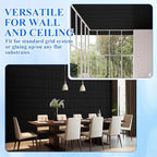Nuanchu 90 Pcs 3D Slat Wall Panels, 12"x12" PVC Fluted Wall Paneling for Interior Decor, Paintable Waterproof Textured Tiles for Living Room TV Background Gaming Room, 32 Sq. ft Coverage (Black)