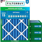 Filterbuy 14x20x4 Air Filter MERV 13 Optimal Smoke & Allergy Defense (4-Pack), Electrostatic Pleated HVAC AC Furnace Filters Replacement, Made in USA (Actual Size: 13.50 x 19.50 x 3.63)